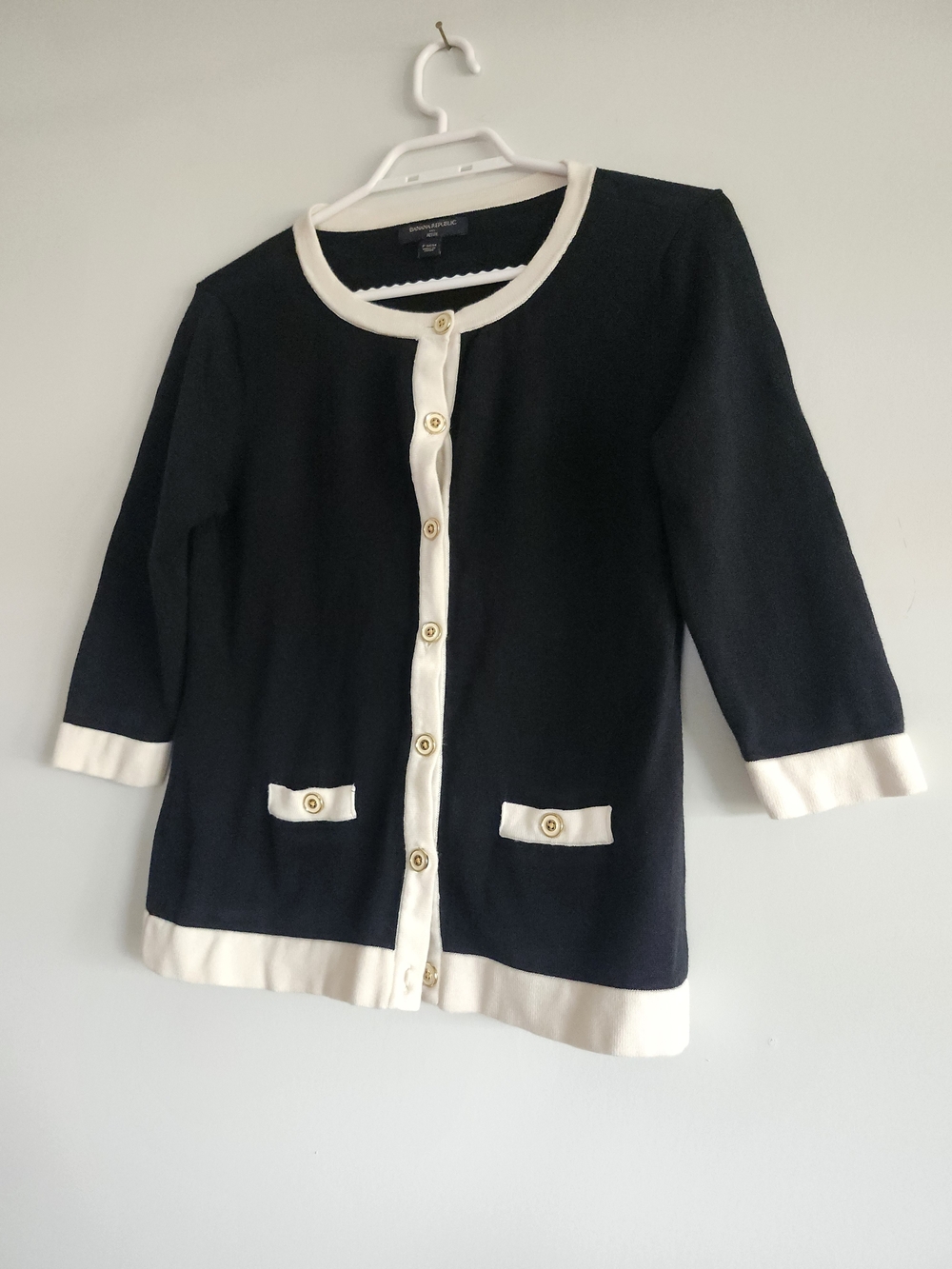 Banana Republic Black and White Classic Button Cardigan
